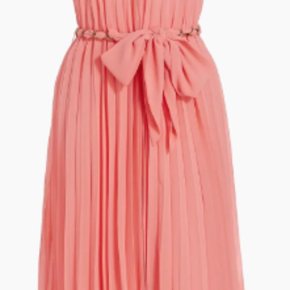 Zimmermann  Sunray Pleated Chain-Embellished Midi-Dress - Peach Size 10